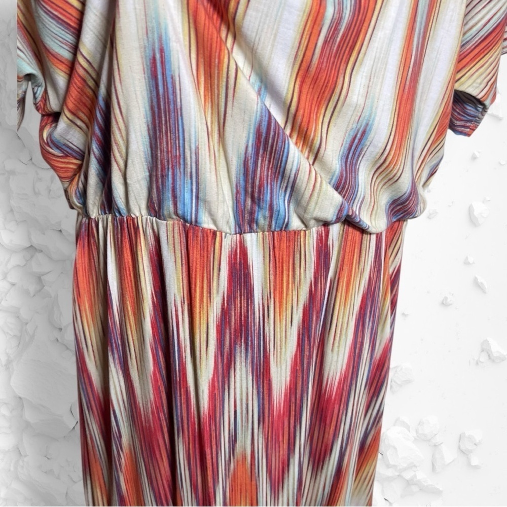 Chico’s NWT Ikat Print Multicolor Short Sleeve Dress Size Medium(Chico’s Size 1) - Picture 6 of 15